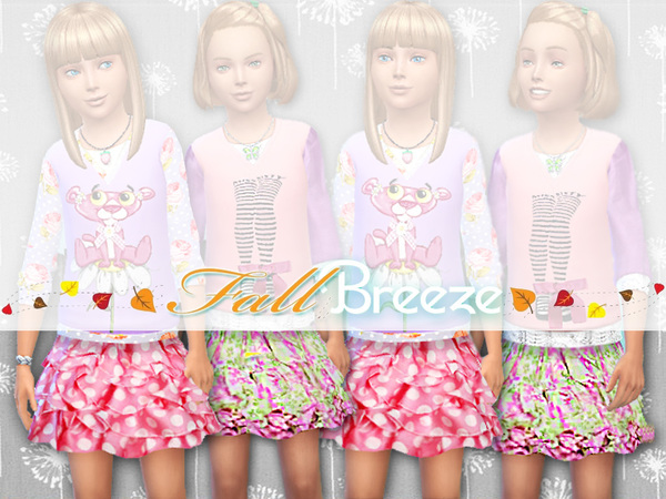 Sims 4 Fall Breeze top and skirt by Pinkzombiecupcakes at TSR