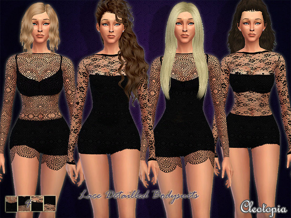 Sims 4 Lace Detailled Bodysuit by Cleotopia at TSR