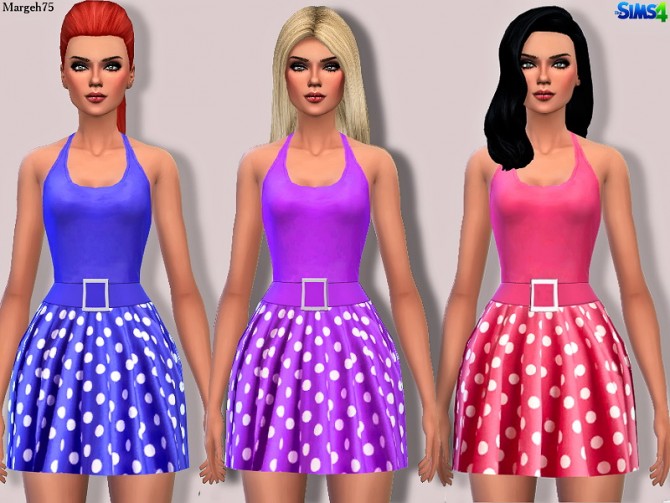 Sims 4 Polka Halter Dress Posted by Margie at Sims Addictions