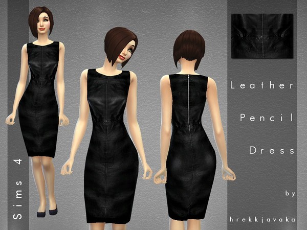 Sims 4 Leather Pencil Dress by hrekkjavaka at TSR