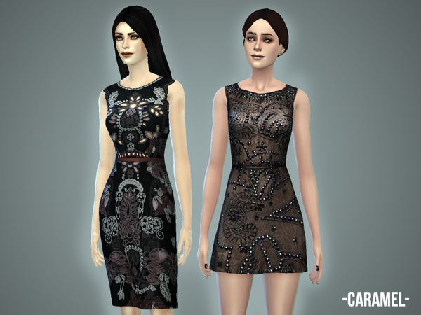 Sims 4 Caramel dresses set by April at TSR