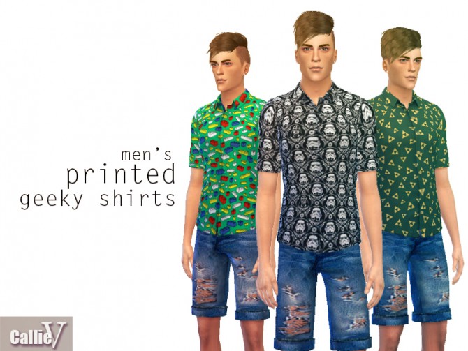 Sims 4 3 printed shirts for males at CallieV Plays