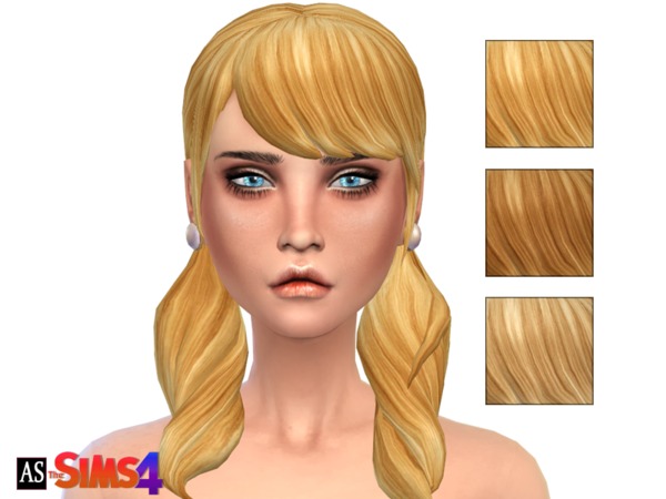 Sims 4 Blonde Ambition Pigtails Long Wavy Bangs by Alexandra Sine at TSR