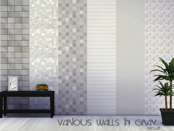 Sims 4 Various walls in gray by Paogae at TSR