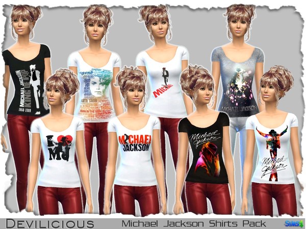Sims 4 Michael Jackson Shirts Pack by Devilicious at TSR