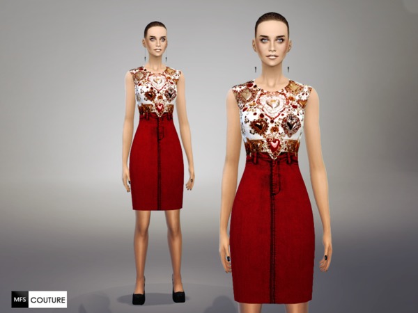 Sims 4 Embellished Dress by MissFortune at TSR