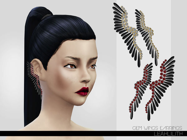 Sims 4 Gem Wings Earrings by LeahLillith at TSR