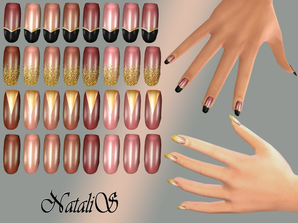 Sims 4 Gold design nails collections by NataliS at TSR