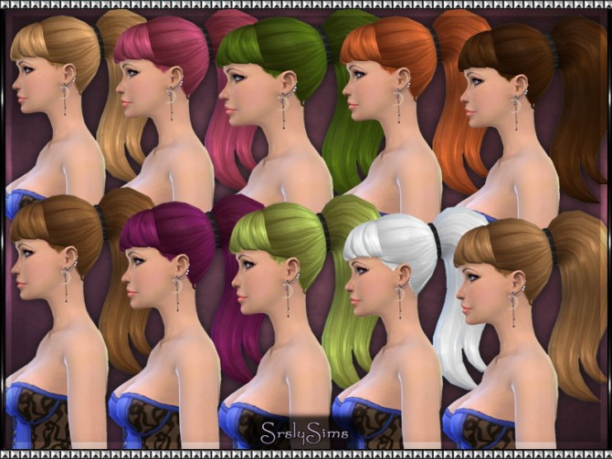 Sims 4 Long Ponytail Recolors at SrslySims