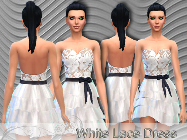 Sims 4 White Lace Dress by Pinkzombiecupcake at TSR