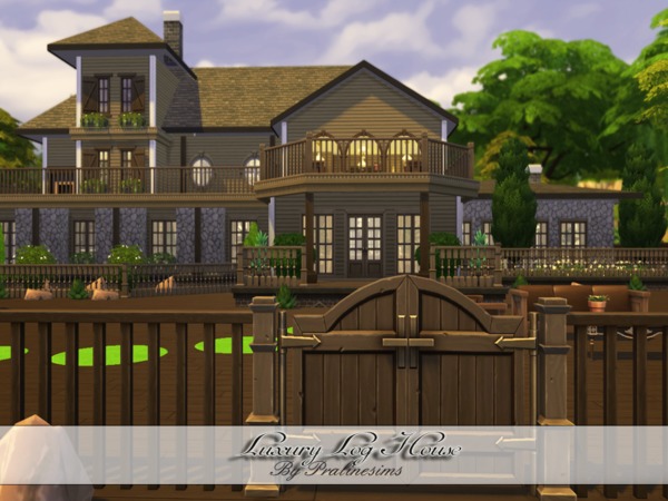 Sims 4 Luxury Log House by Pralinesims at TSR