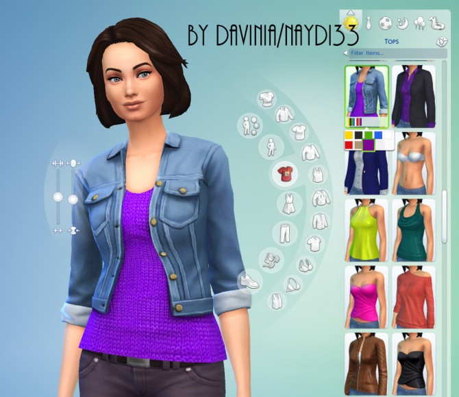 Sims 4 Denim jacket with 7 sweaters by Davinia at Mod The Sims