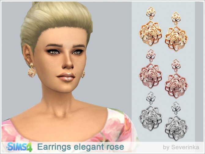 Sims 4 Earrings elegant rose at Sims by Severinka