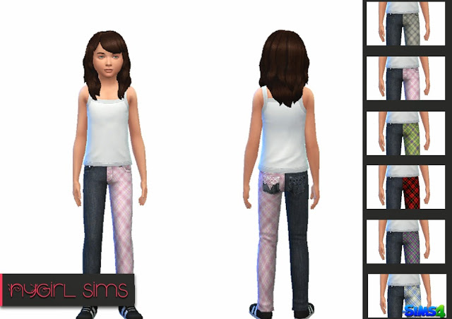 Sims 4 Tartan Slim Jeans for kids at NyGirl Sims