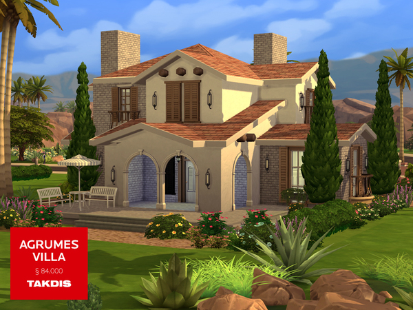 Sims 4 Agrumes mediterranean villa by Takdis at TSR