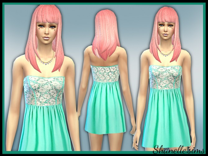 Sims 4 Blue Lace short dresses at Shanelle Sims