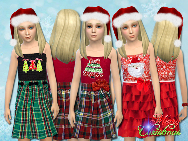 Sims 4 Merry Christmas dress set by Pinkzombiecupcakes at TSR
