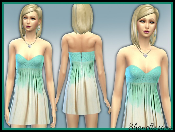 Sims 4 Blue Lace short dresses at Shanelle Sims