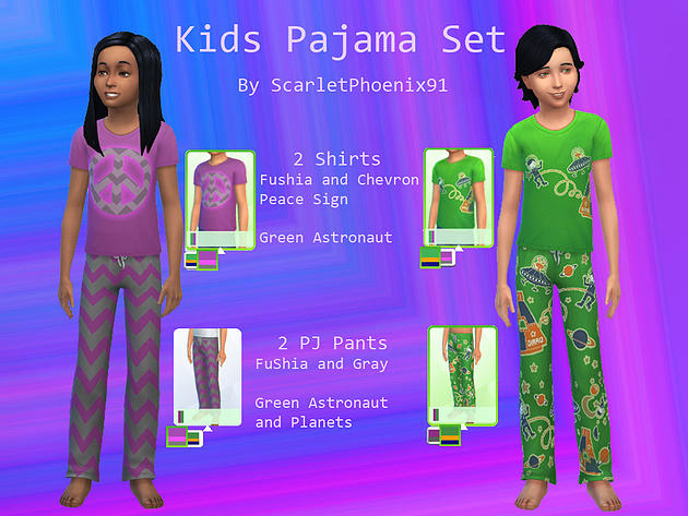 Sims 4 Kids Pajama Set at ScarletPhoenix91