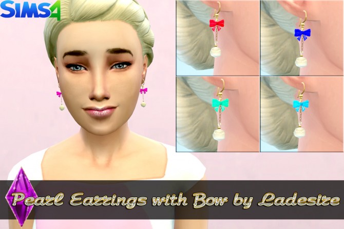 Sims 4 Pearl Earrings with Bows at Ladesire
