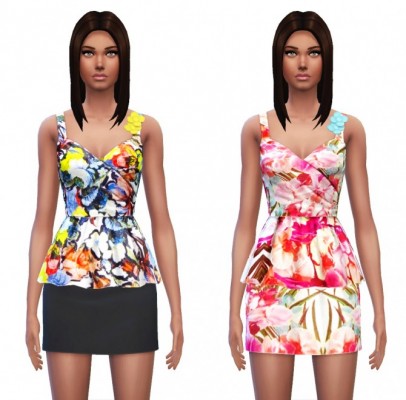 Floral Peplum Dress at Sim4ny » Sims 4 Updates