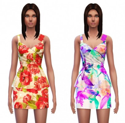 Floral Peplum Dress at Sim4ny » Sims 4 Updates