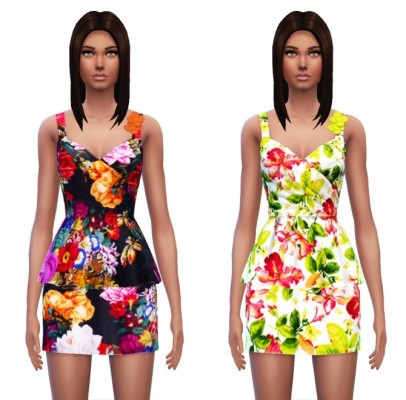 Floral Peplum Dress at Sim4ny » Sims 4 Updates