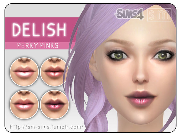 Sims 4 Delish Perky Pinks Lip Colour by Screaming Mustard at TSR