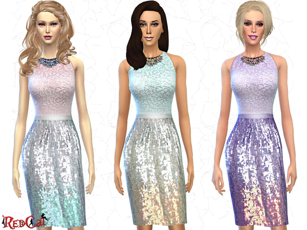 Sims 4 Pencil Dress with Necklace by RedCat at TSR
