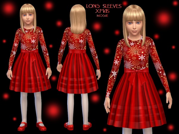 Sims 4 LongSleeves Xmas dress by Paogae at TSR