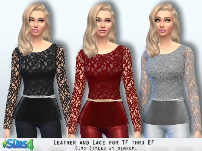 Sims 4 Leather and Lace Top by Simromi at TSR
