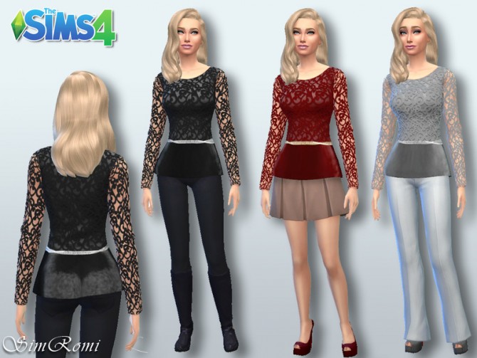 Sims 4 Leather and Lace Top by Simromi at TSR