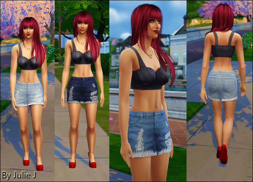 Sims 4 Trashy Tattered Denim Skirts at Julie J