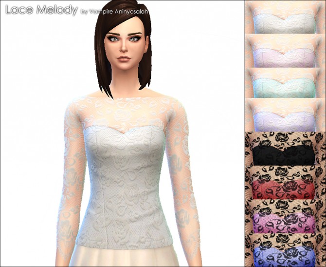 Sims 4 Lace Melody Blouse by Vampire aninyosaloh at Mod The Sims