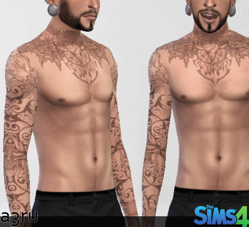 Sims 4 Full Floral tattoo at A3RU