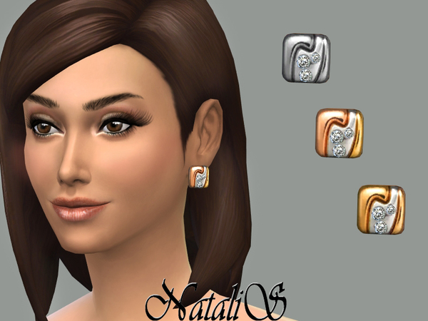 Sims 4 Modern stud earrings by NataliS at TSR
