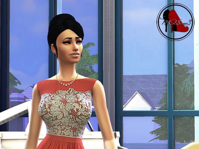 Sims 4 Orange Lace Dress by MrAntonieddu at MA$ims3