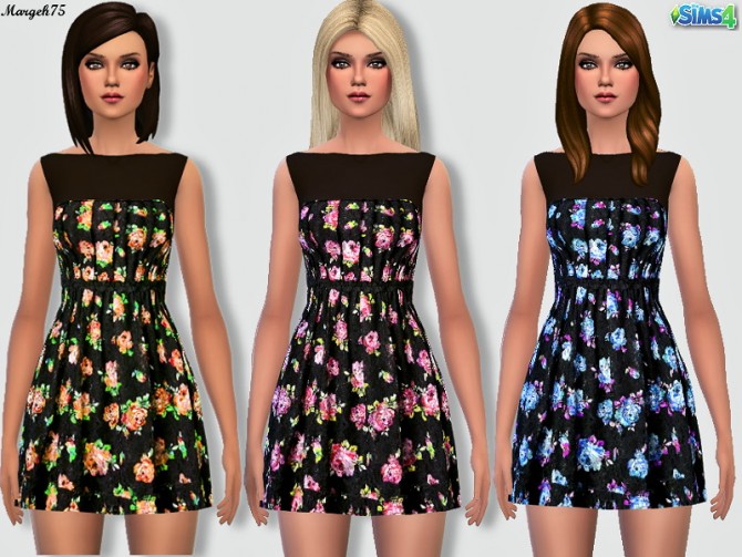 Sims 4 Floral Love Dress by Margie at Sims Addictions
