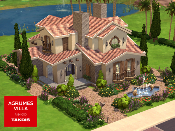 Sims 4 Agrumes mediterranean villa by Takdis at TSR