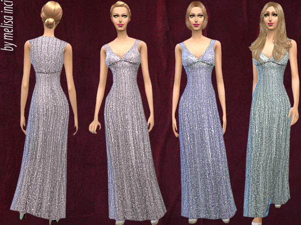 Sims 4 V Neck Shimmer Beaded Gown by melisa inci at TSR