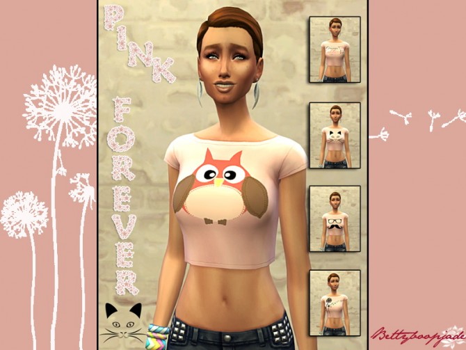Sims 4 PINK FOREVER crop tops by Bettyboopjade at Sims Artists