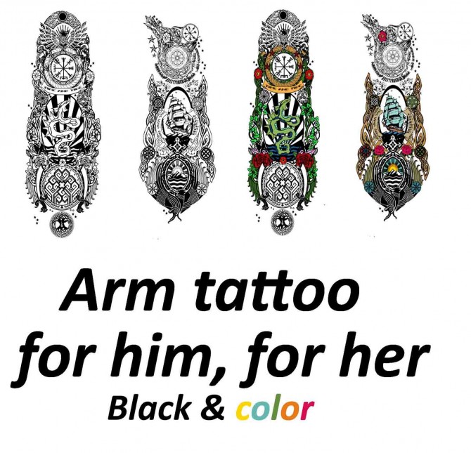 Sims 4 Arm tattoo black & color by argos93 at Mod The Sims