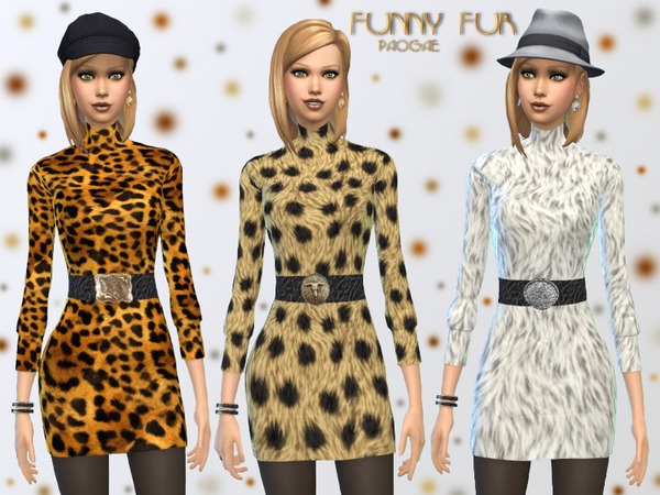Funny Fur dress by Paogae at TSR » Sims 4 Updates