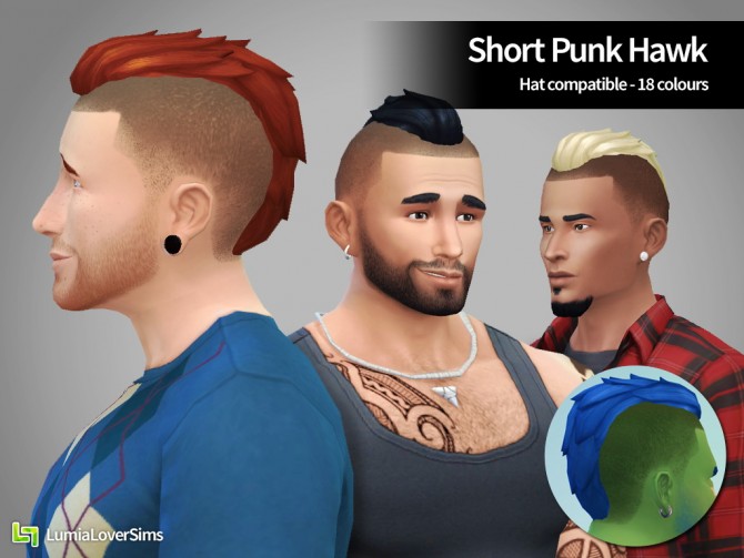 Sims 4 Short Punk Hawk for males at LumiaLover Sims