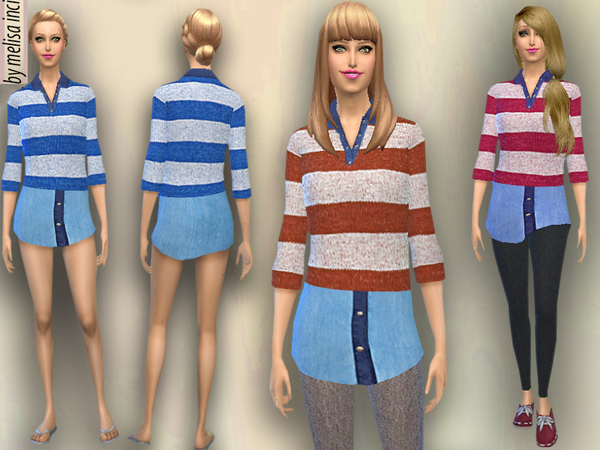 Sims 4 Sweater with shirt by melisa inci at TSR