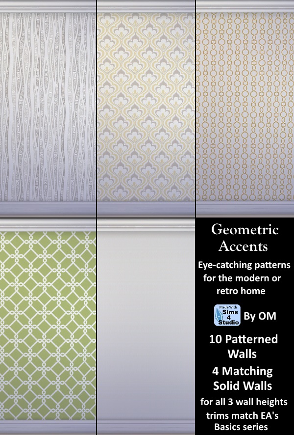 Sims 4 Geometric Accents Wallcoverings by OM at Sims 4 Studio