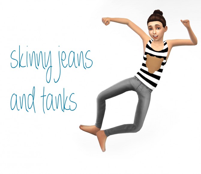 Sims 4 4 Skinny jeans and 4 tanks for kids at Dani Paradise