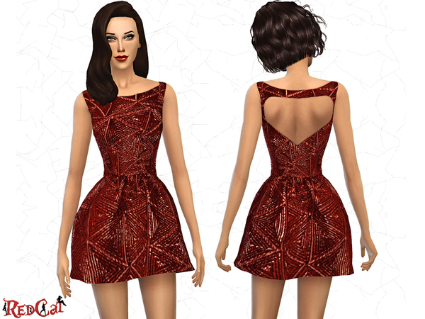 Sims 4 Metallic Shiny Dress by RedCat at TSR