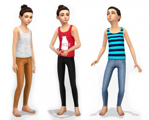 4 Skinny jeans and 4 tanks for kids at Dani Paradise » Sims 4 Updates