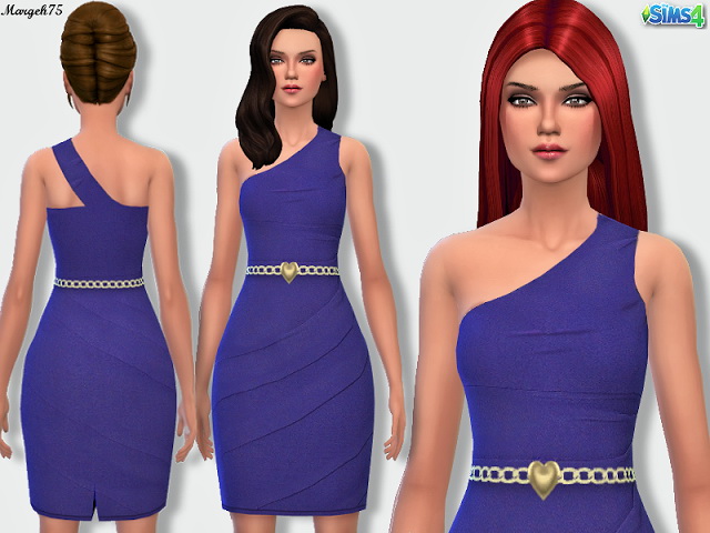 Sims 4 One Shoulder Dress by Margie at Sims Addictions